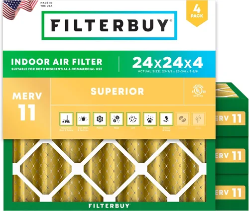 Miniatura 46 de Filterbuy Filtro de aire 18 x 20 x 1 pulgadas MERV 11 Defensa Superior contra Mascotas y Alergias (paquete de 4), Filtros de Reemplazo