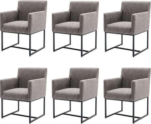 Miniatura 14 de BESTANO Juego de 2 sillas de comedor tapizadas con brazos de piel sintética de mediados de siglo, sillas decorativas modernas con marco de metal