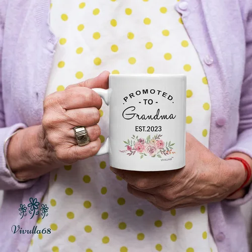 Miniatura 6 de Taza personalizada con texto en inglés "Promoted To Grandma Cup, Frist Time Grandma Cup, Grandma To Be", regalo para la nueva abuela, tazas de café
