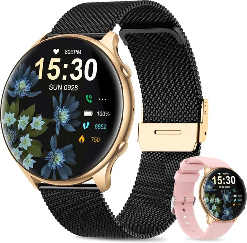 Relojes inteligentes para mujer con rastreador de ciclo menstrual, reloj inteligente de 1.39 pulgadas, monitor de frecuencia cardíaca/sueño,