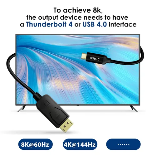 Miniatura 5 de Cable USB C a DisplayPort 1.4, compatible con cable USB C a DP de 8K a 60Hz, 4K a 240Hz USB tipo C a DP