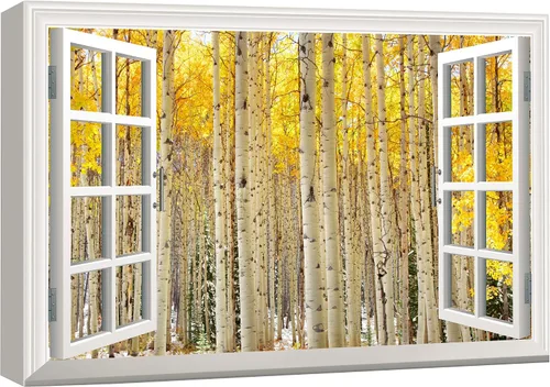 Miniatura 41 de Cuadro decorativo con diseño de ventana moderna blanca con vista, de la marca Wall26®