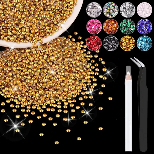 Miniatura 79 de 12000 diamantes de imitación de resina de 0.079 pulgadas a granel para manualidades (transparente), cristales deslumbrantes con parte trasera plana