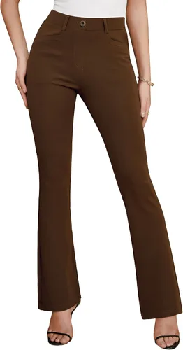 Miniatura 2 de siliteelon Pantalones de vestir para mujer, pantalones de trabajo casuales para mujer, pantalones de yoga con corte de bota, pantalones de negocios