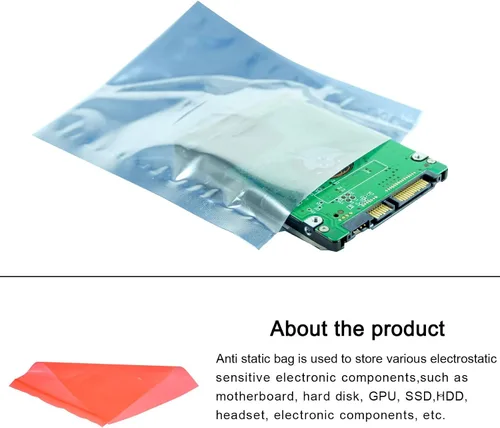 Miniatura 3 de Bolsas antiestáticas ESD blindaje bolsas resellables, [para dispositivo electrónico GPU disco duro SSD HDD placa base] - 7x10"/25pcs/Red