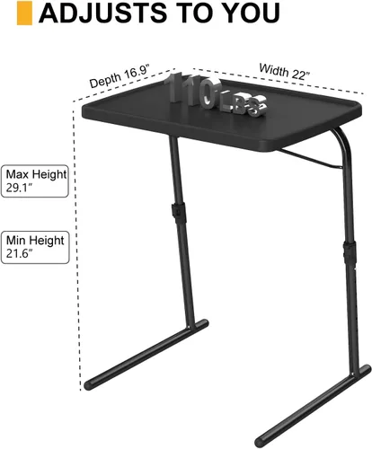 Miniatura 2 de Mesa de bandeja de TV, 16.9 x 22 x 29.1 pulgadas, mesa de comedor plegable XL con 6 ajustes de altura y 3 ajustes de ángulo de inclinación