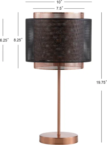 Miniatura 4 de JONATHAN Y Lámpara de mesa de cobre y metal negro de 19.7 pulgadas, moderna lámpara de escritorio industrial de doble malla para dormitorio, sala