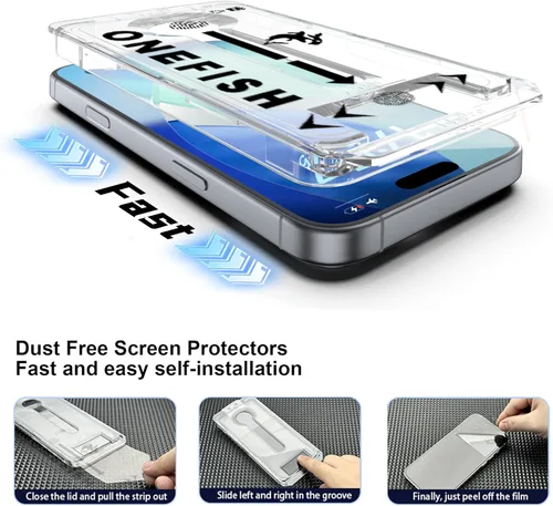 Miniatura 3 de OneFish Protector de Pantalla de Privacidad para iPhone 17 Pro Max [6.9 Pulgadas], Protección de Borde Airbag Anti Espía Película de Vidrio Templado