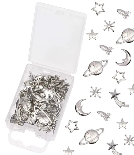 Miniatura 7 de PENTA ANGEL Abalorios de relleno de resina temática Cosmos, 42 piezas, aleación dorada, estrella, luna, planeta, accesorios de relleno para resina