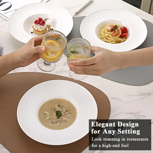 Miniatura 8 de Berglander Juego de 6 cuencos de sopa con bordes, reutilizables de 9 onzas, platos multiusos para sopa de champiñones, pasta, fruta, helado, postre