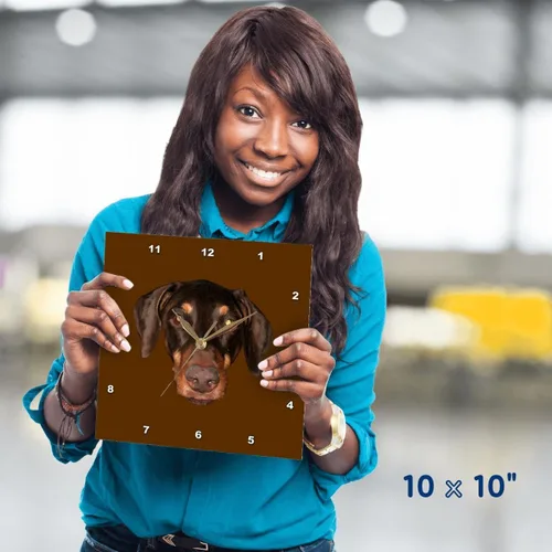 Miniatura 4 de 3dRose - Cute Doberman Vector Profile for Pinscher Lovers - Wall Clock - (dpp-357340-1)