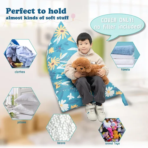 Miniatura 3 de LOLOMLO Funda para puf de almacenamiento de animales de peluche, 52 x 31 pulgadas, puf extra grande con cremallera YKK, sofá de asiento sentado