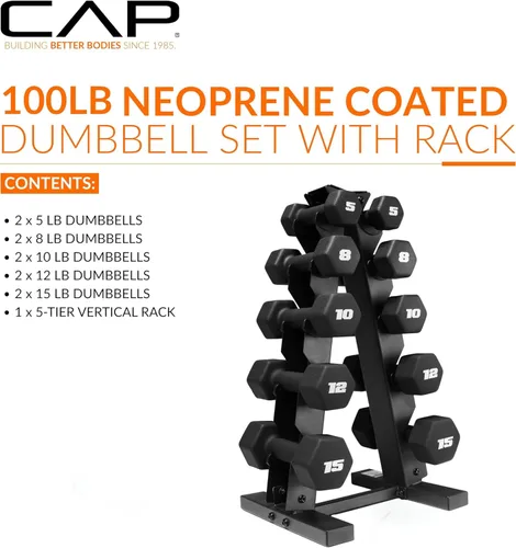Miniatura 2 de CAP Barbell Neoprene Dumbbell Weights Pairs & Sets Black