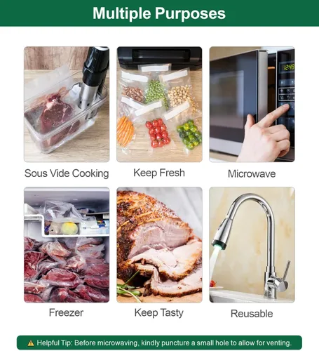 Miniatura 9 de Bolsas selladoras al vacío para alimentos, 50 x 10 pulgadas, etiqueta preimpresa, sin BPA, bolsas pequeñas para ahorrar alimentos, ideal para bolsas