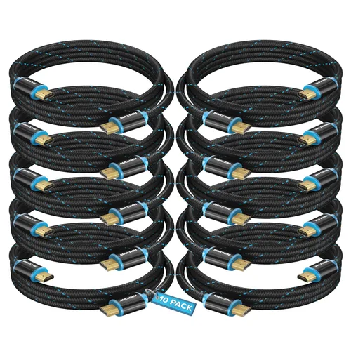 Miniatura 12 de Cable HDMI 4K Ultra HD de 1 pie (paquete de 100) Cable HDMI 2.0 trenzado de nailon, alta velocidad 18Gbps 4K60Hz HDR, 3D, 2160p, 1080p, HDCP 2.2