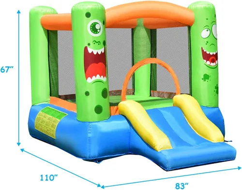 Miniatura 7 de BOUNTECH Casa Inflable de Rebote, Casa de Rebote para Niños Interior Exterior Fiesta con Área de Salto, Incluye Soplador, Bolsa de Transporte