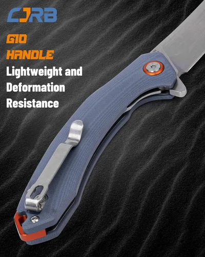 Miniatura 3 de CJRB - Cuchillo plegable Gobi (J1906), con hoja de acero en polvo AR-RPM9, mango G10, de bolsillo, para uso diario, azul Hoja AR-RPM9