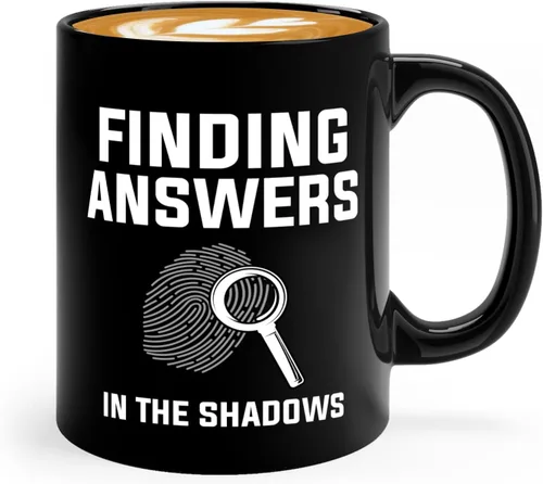 Taza de café detective de 11 oz, color negro Encontrar respuestas en - Oficial de policía Patrulla Policía Detective Sheriff Police Enforcement