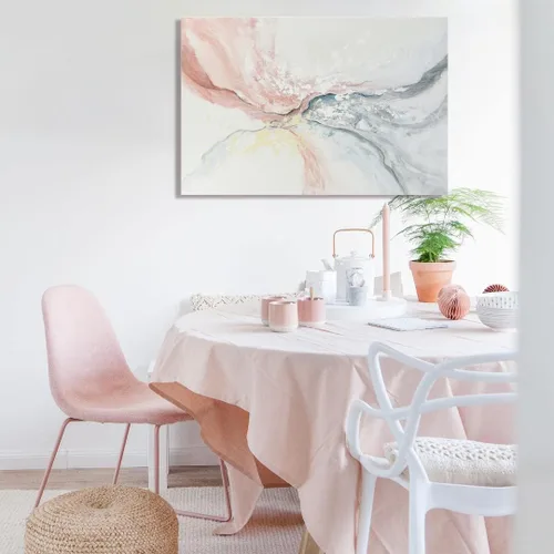 Miniatura 6 de Lienzo abstracto rosa para pared, pintura al óleo pintada a mano en rosa y gris, arte moderno con forma de flujo de agua para dormitorio, sala