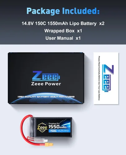 Miniatura 7 de Zeee Premium Pro 1550mAh 4S Lipo Batería 14.8V 150C Ultra Low IR Soft Pack Batería RC con enchufe XT60 para FPV Drone Quadcopter Racing Helicóptero