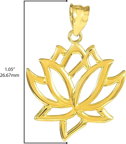 Miniatura 3 de 14K oro amarillo colgante de flor de loto