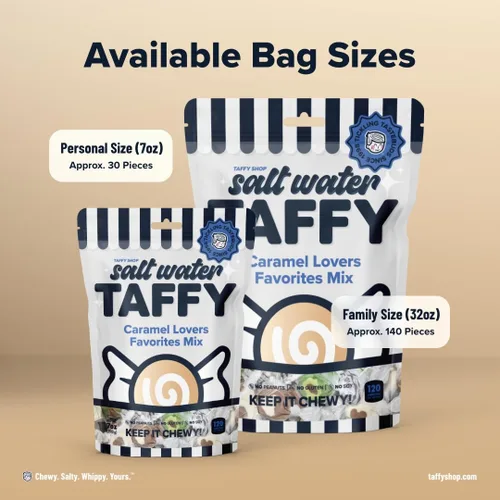 Miniatura 6 de Taffy Shop, Favoritos de los Amantes del Caramelo, Caramelo de Agua Salada – Surtido de Caramelos Gourmet Blandos y Masticables, Paquete