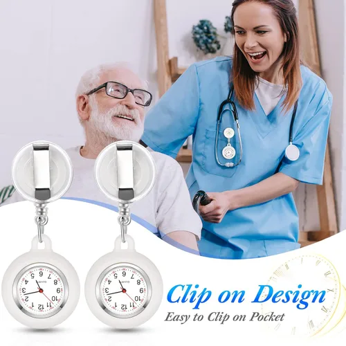 Miniatura 3 de Outus Reloj de enfermera de 4 piezas para enfermeras médicos, reloj de enfermera, broche de bolsillo, reloj digital