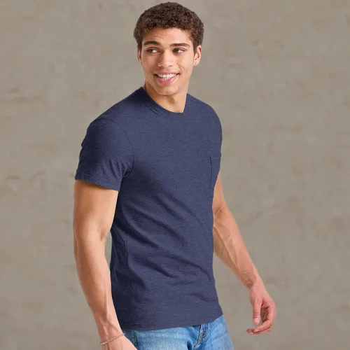 Miniatura 6 de Hanes Camiseta de cuello redondo con bolsillo, 100% algodón para hombre