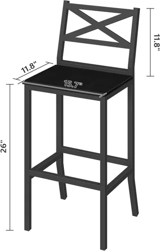 Miniatura 3 de MAHANCRIS Taburetes de bar, juego de 2 sillas de bar con respaldo y reposapiés, taburetes de barra de mostrador de 26 pulgadas de alto, sillas