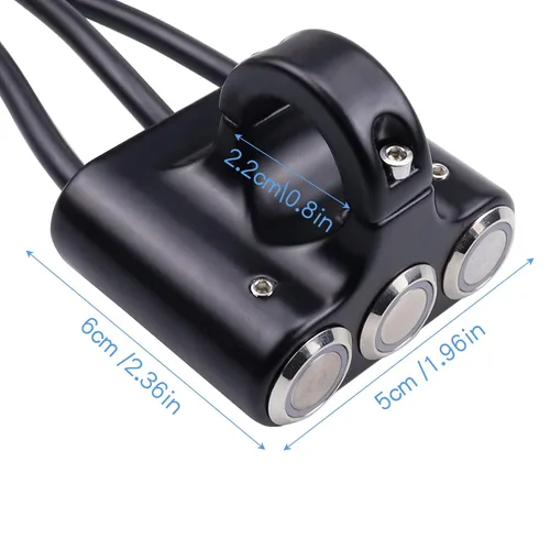 Miniatura 3 de Interruptor de manillar de motocicleta impermeable de 7/8 ″ con luz indicadora, interruptor de botón de 3, luz antiniebla ON/OFF