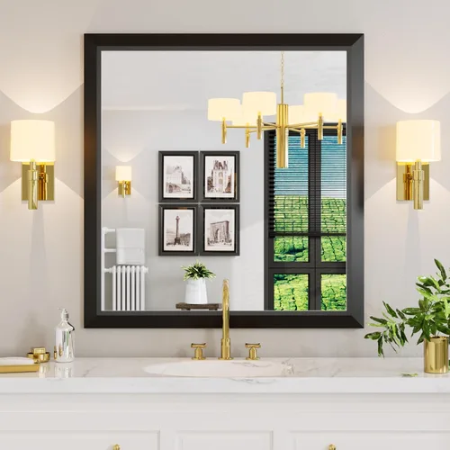 Miniatura 72 de Amorho Espejo de Baño Negro, Espejos de Pared de 24x30 Pulgadas con Marco de Metal Grueso para Sobre el Fregadero, Dormitorio, Sala de Estar