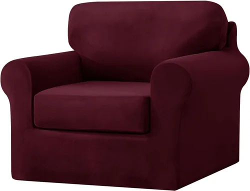 Miniatura 16 de UNBBRRL Fundas de sofá de 3 piezas para sofá, funda de terciopelo elástico para sillón con 1 funda de cojín de asiento y 1 funda de respaldo