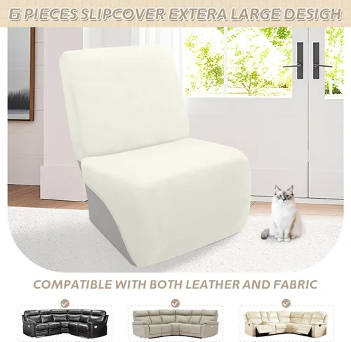 Miniatura 650 de Arfntevss Fundas de sofá seccional reclinable de terciopelo, Funda de sofá seccional de esquina para sofá reclinable, Funda elástica suave