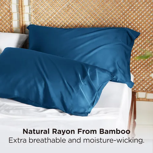 Miniatura 3 de Bedsure Juego de 2 fundas de almohada frescas de tamaño queen, rayón derivado de bambú, transpirables y suaves como la seda con cierre de sobre, 13