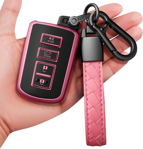 Miniatura 9 de Funda para Llavero Toyota con Llavero de Cuero, Estuche de Llave de TPU Suave con Protección Completa para Sequoia, 4Runner, Tacoma, Tundra, RAV4