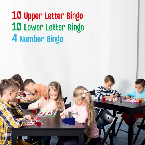 Miniatura 6 de SpriteGru Juego de bingo del alfabeto, mayúsculas/minúsculas/números ABC y 123 juego de mesa de bingo para niños de jardín de infantes