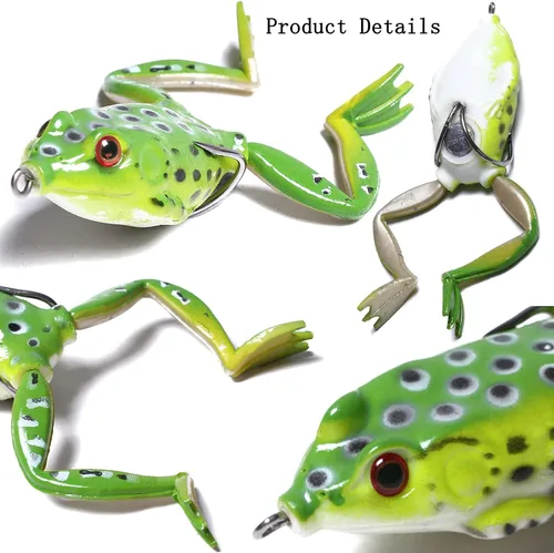 Miniatura 6 de Señuelo de rana, señuelos de pesca de topwater, señuelos de rana para pesca de lubina, cebos suaves de rana de agua superior con señuelos de pesca
