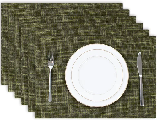 Miniatura 45 de Kevin Textile - Juego de 4 manteles individuales resistentes al calor, lavables, para fiestas, bufé, cenas, 13 x 19 pulgadas, color negro