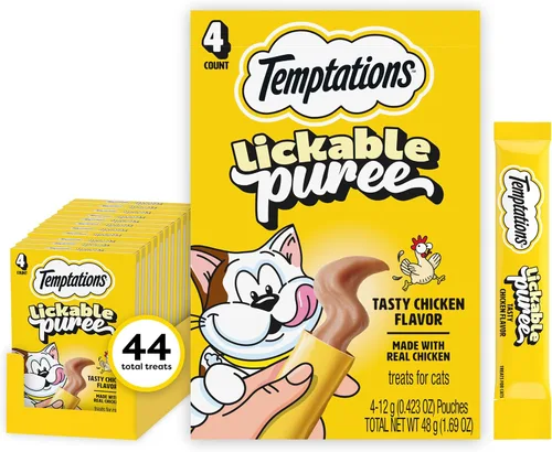Miniatura 26 de Temptations Paquete variado de puré cremoso de golosinas para gatos lamibles, tubos de 0.42 onzas, 48