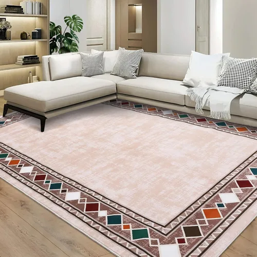 Miniatura 16 de WESTLOOM Alfombra de pasillo de 2 x 6 pies, lavable, moderna, con bordes, antideslizante, resistente a las manchas, borde geométrico, alfombra