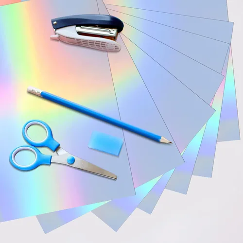 Miniatura 7 de 60 hojas de 9.5 x 7 pulgadas, tarjetas holográficas metálicas, con purpurina iridiscente, colores mezclados, tarjeta de papel reflectante brillante