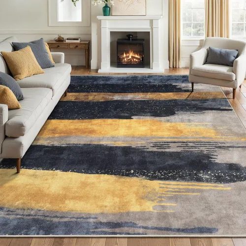 Miniatura 61 de Ciicool Alfombra de pasillo lavable de 2 x 6, alfombra moderna abstracta para pasillo, antideslizante, delgada, ligera, con estampado gris marino