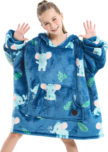 Miniatura 13 de Three Poodle - Manta con capucha portátil para niños, sudadera de sherpa de gran tamaño con capucha gigante, manta con capucha cálida y acogedora