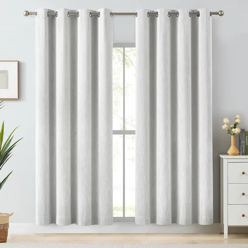 Miniatura 25 de Melodieux Elegantes cortinas opacas de algodón para oscurecer la habitación, para sala de estar, dormitorio, con aislamiento térmico, paneles