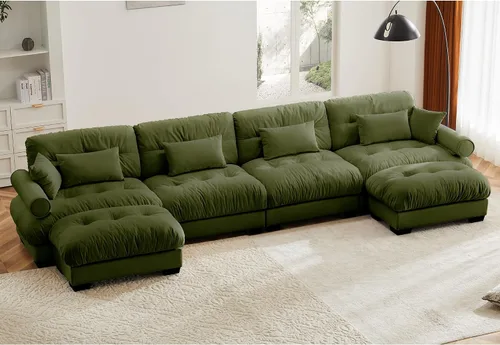 Miniatura 55 de Otomana beige para sofá modular modular, sofá individual, asiento otomano para sofá modular convertible, sofás de terciopelo para sala de estar