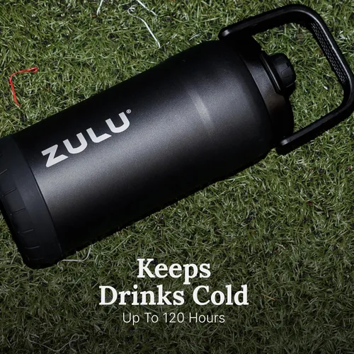 Miniatura 4 de ZULU Goals - Botella de agua de acero inoxidable con gran capacidad, aislada al vacío Jarra reutilizable con asa Tapa a prueba de fugas