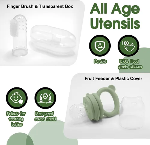 Miniatura 7 de Suministros de destete dirigido por el bebé, juego de alimentación de silicona de 17 piezas sin BPA, utensilios esenciales para comer para bebés