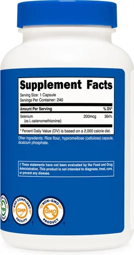 Miniatura 5 de Nutricost Selenio 200mcg, 240 cápsulas vegetarianas, sin OMG, sin gluten, L-Selenometionina