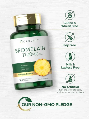 Miniatura 5 de Carlyle - Bromelaína 1700 mg 90 cápsulas Suplemento de enzima de piña Sin OMG y sin gluten