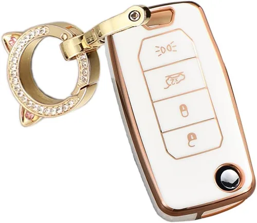 Miniatura 9 de ontto Funda para llavero de TPU para Jeep Renegade 2015-2020 con control remoto abatible, elegante funda para llavero de automóvil, funda para beige